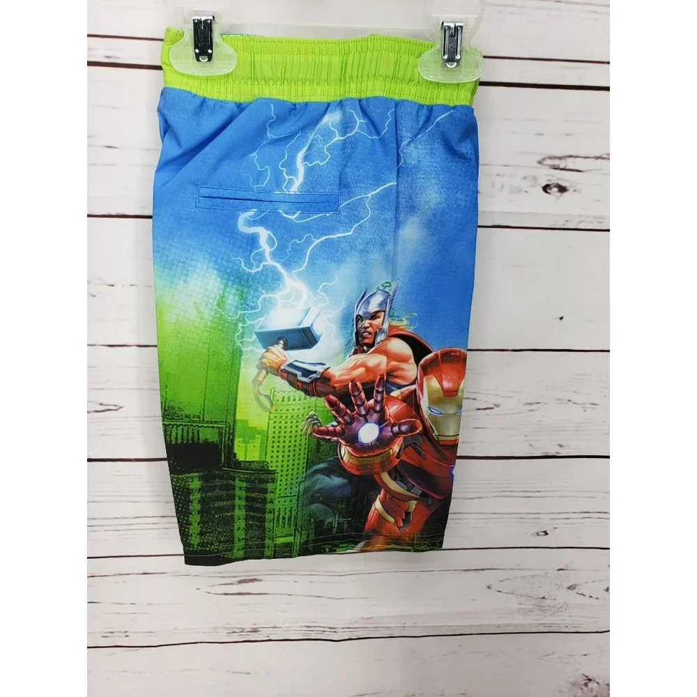 Marvel Avengers Boys 5/6 blue green board swim‎ shorts trunks